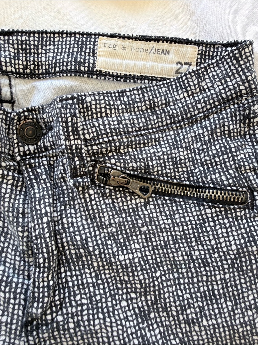 rag & bone Black and White Textured Skinny Jeans